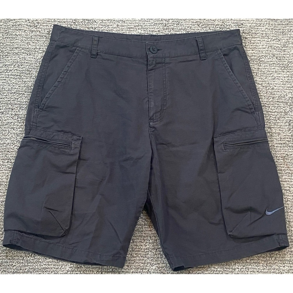 Nike Shorts Mens 34* Gray Cargo‎ Ripstop Gorpcore Camping Hiking Outdoor Logo